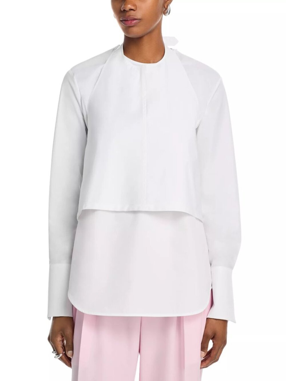 800$ Wardrobe. Nyc Halter Jewel Neck Shirt Top Long Sleeve Womens Size XXS White